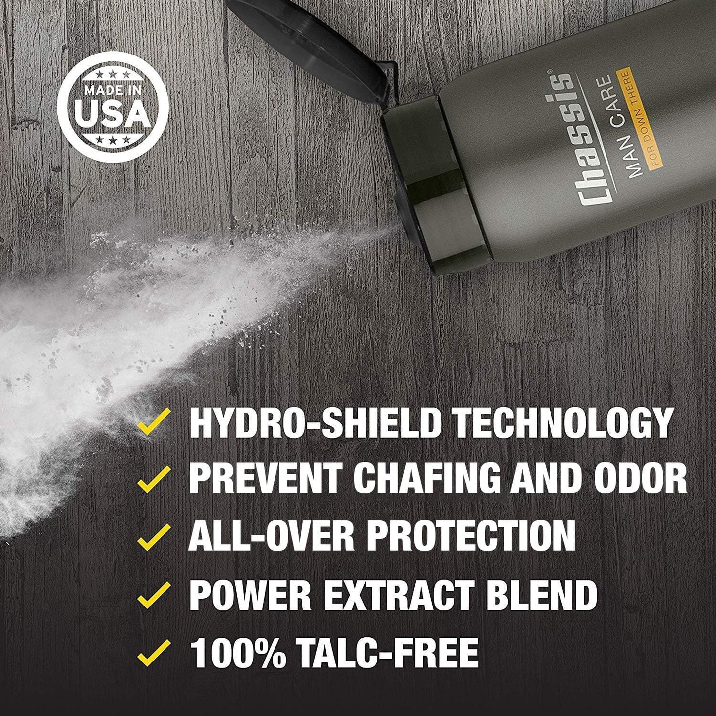 Chassis Ice Max Premium Body Powder for Men, Natural Deodorant with 10 Times the Cooling Sensation, Free of Talcum Powder, Parabens, and Menthol
