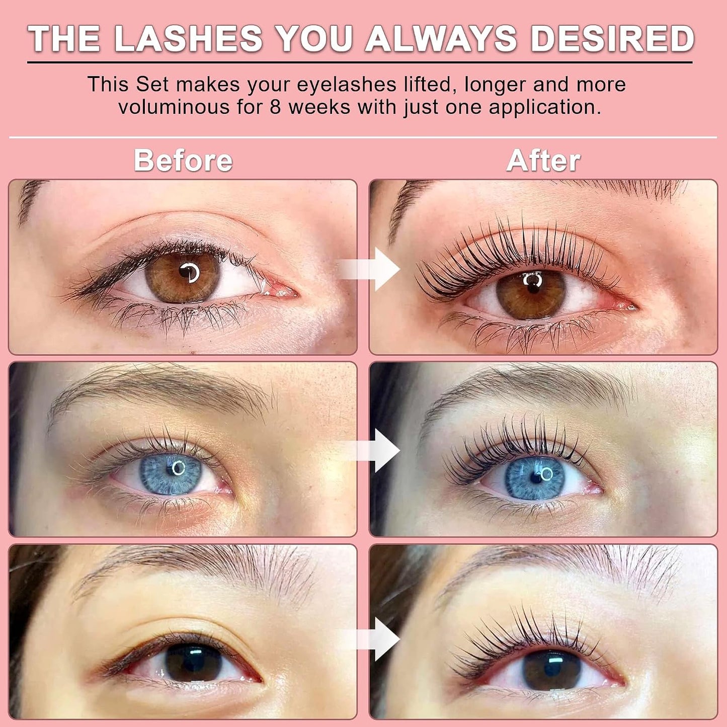 Luxe Cosmetics - Lash Lift Kit - Complete Set for Eyelash Lifting - New Pro Version - Easy to Apply and Long Lasting Finish - Professional Results up to 8 Weeks from Home- Includes 3 Applications