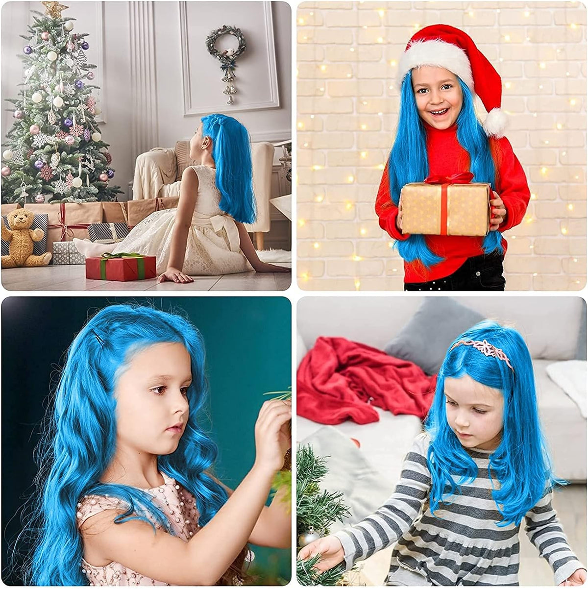 10 Pcs Hair Chalk for Kids Girls Gifts, MSDADA Temporary Bright Hair Chalk Comb for Kids Girls Age 6 7 8 9 10-12+ Washable Coloured Hairspray for Birthday Children's Day Party Cosplay DIY(Blue)