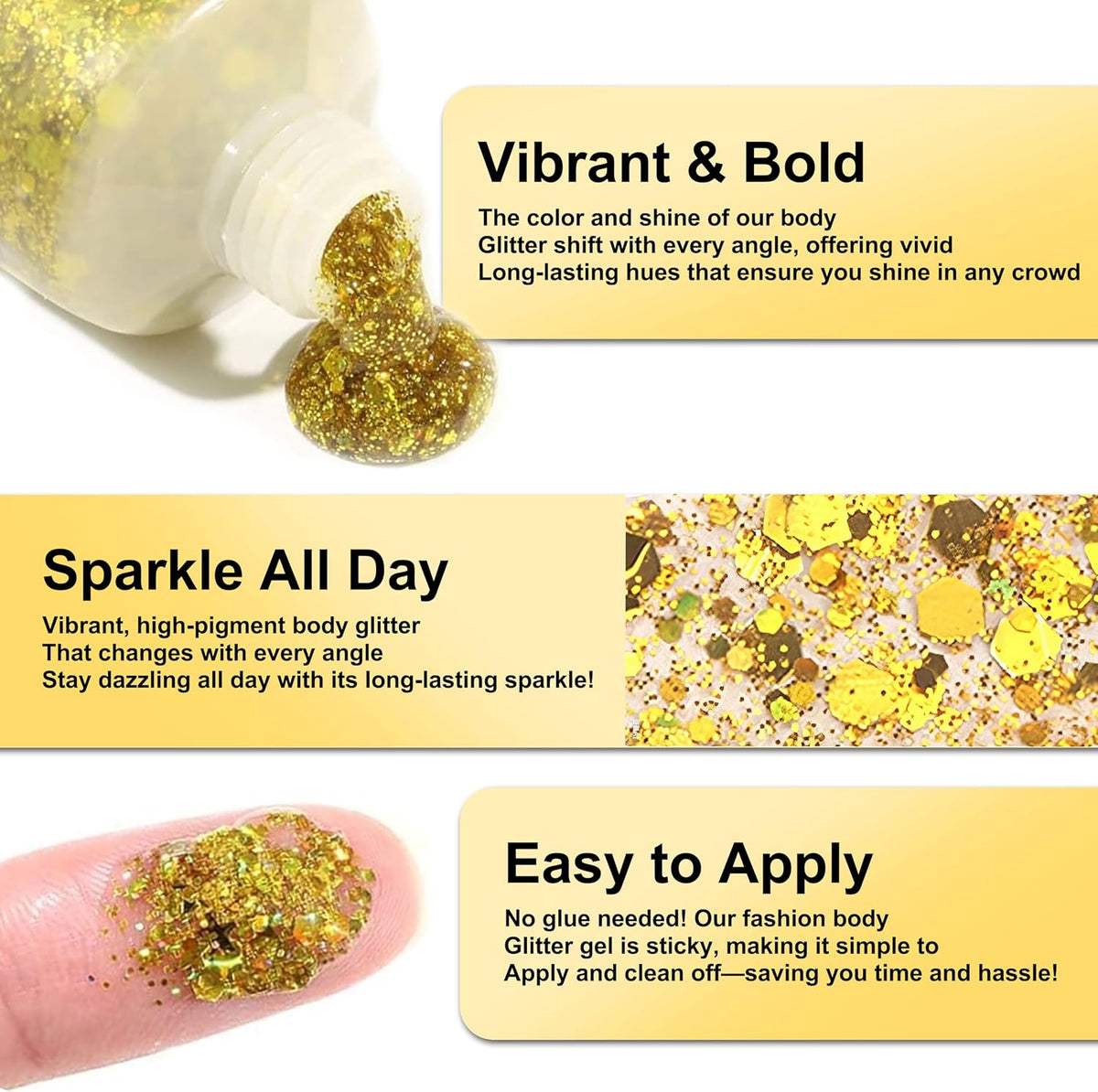 Body Glitter Gel,4pcs Face Glitter Hair Glitter Gel Set Festival Accessories for Body,Hair DIY Art Party Makeup Decoration
