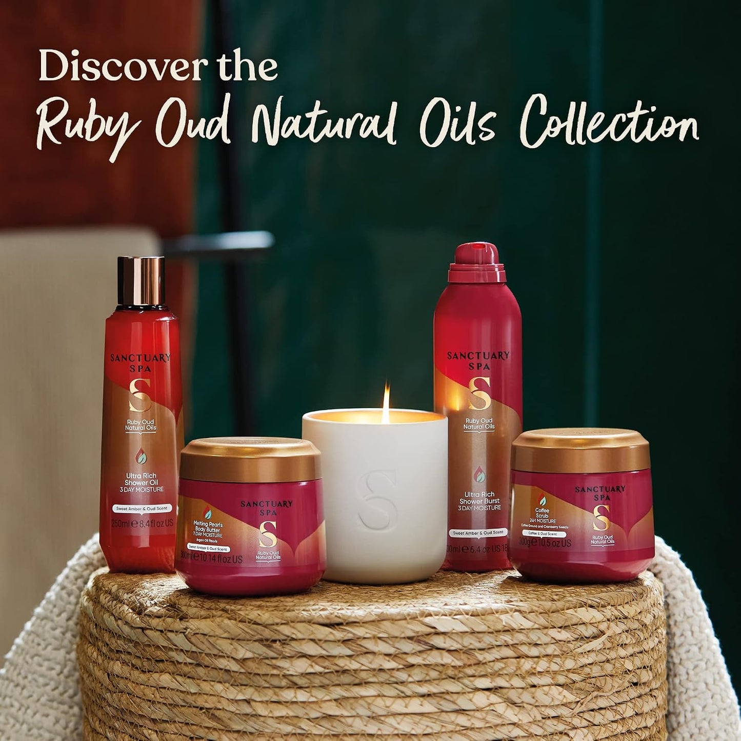 Sanctuary Spa Ruby Oud Shower Oil for Dry Skin, No Mineral Oil, Cruelty Free and Vegan, 250 ml, Pack of 2