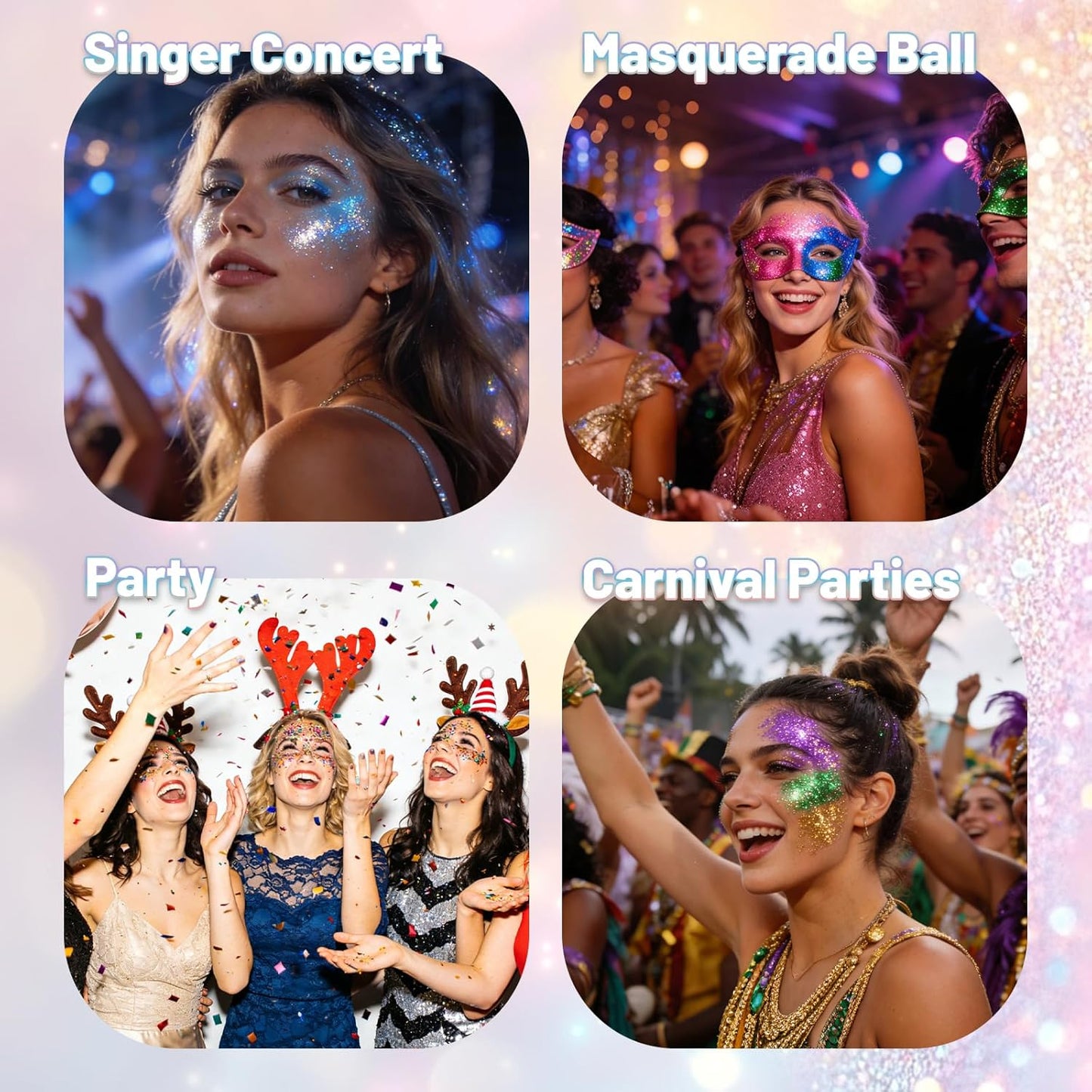 Prreal Rainbow White Body Glitter Stick,Sparkly Hair Face Glitter Makeup for Women Rave Outfit Accessories,Holographic Mermaid Glitters Face Paint Stick for Women Halloween Makeup 1.12 oz, #01