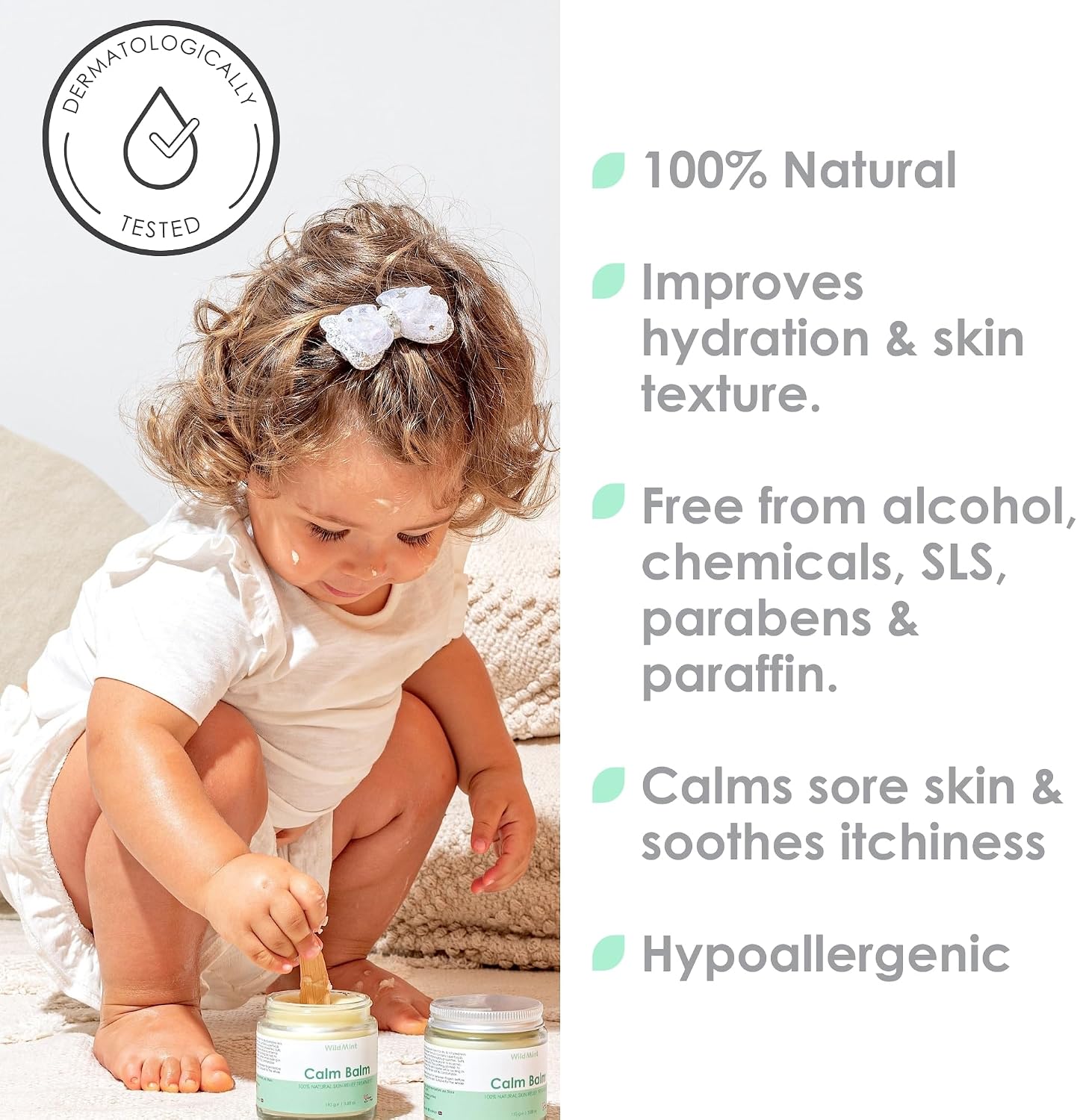 WildMint Calm Balm 100% Natural Relief Treatment for Sore, Itchy & Dry Skin | Intensive Shea Butter Moisturiser Suitable for Baby with Sensitive Skin Prone to Eczema, Redness & Irritation | 120ml