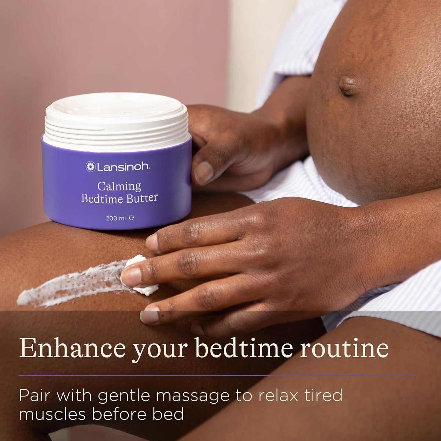 Lansinoh Calming Bedtime Magnesium Butter for Pregnancy & Postpartum - Cocoa & Shea Butter infused with Lavender & Chamomile scents - Hydrating & Absorbs quickly - Restless leg syndrome relief