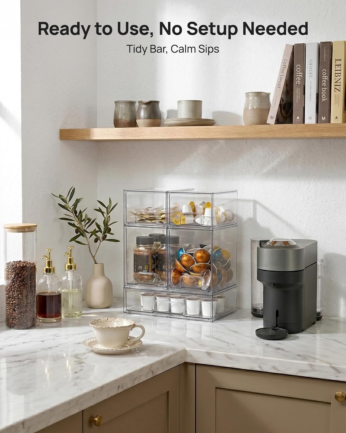 Vtopmart 5 Pack Clear Small Stackable Storage Drawers, Acrylic Bathroom Makeup Organiser, Plastic Storage Box For Vanity, Under Sink, Kitchen Cupboard, Pantry, Home Organization