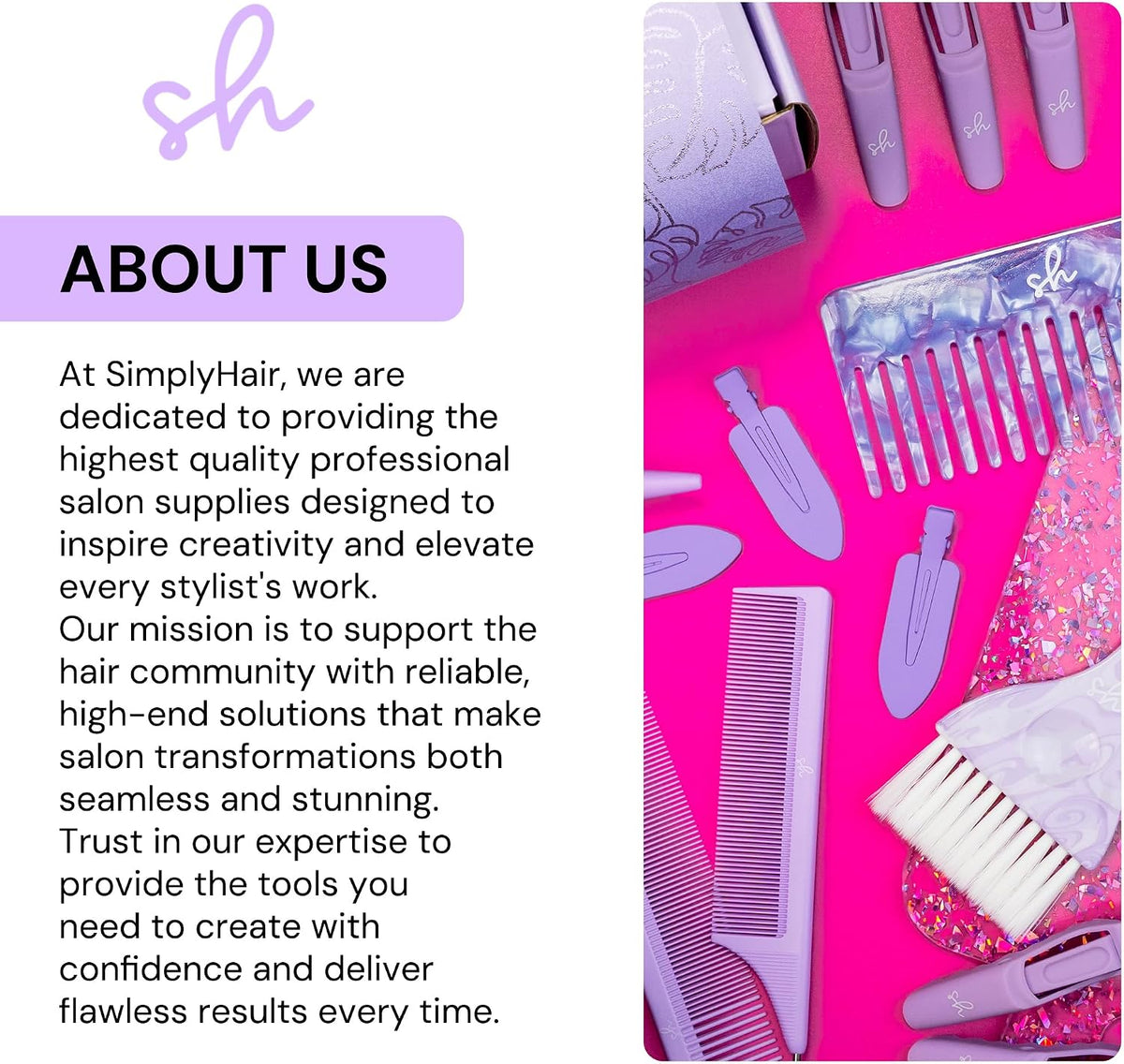 Simply Hair Tint Hair Dye Brushes – Set of 4 - Unique Patterns Hair Brush Set - Ultra-Soft, Flexible Bristles for Root Touch-Ups, Hair Dye, Highlights & Balayage Purple