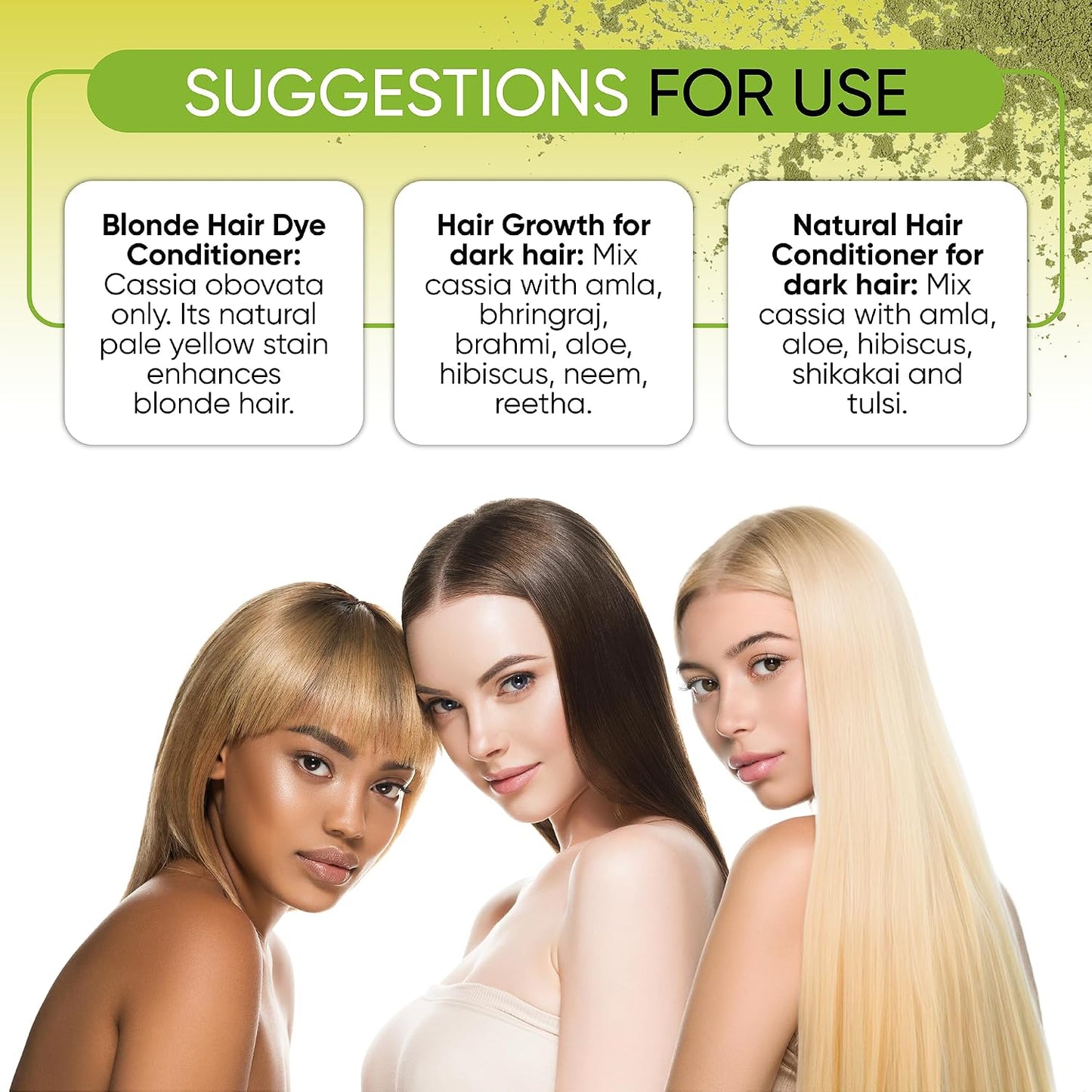 Davis Finest Organic Cassia Obovata Powder 100g, Neutral Henna Natural Hair Strengthening, Hair Mask, Blonde Hair Dye, Shine Conditioner