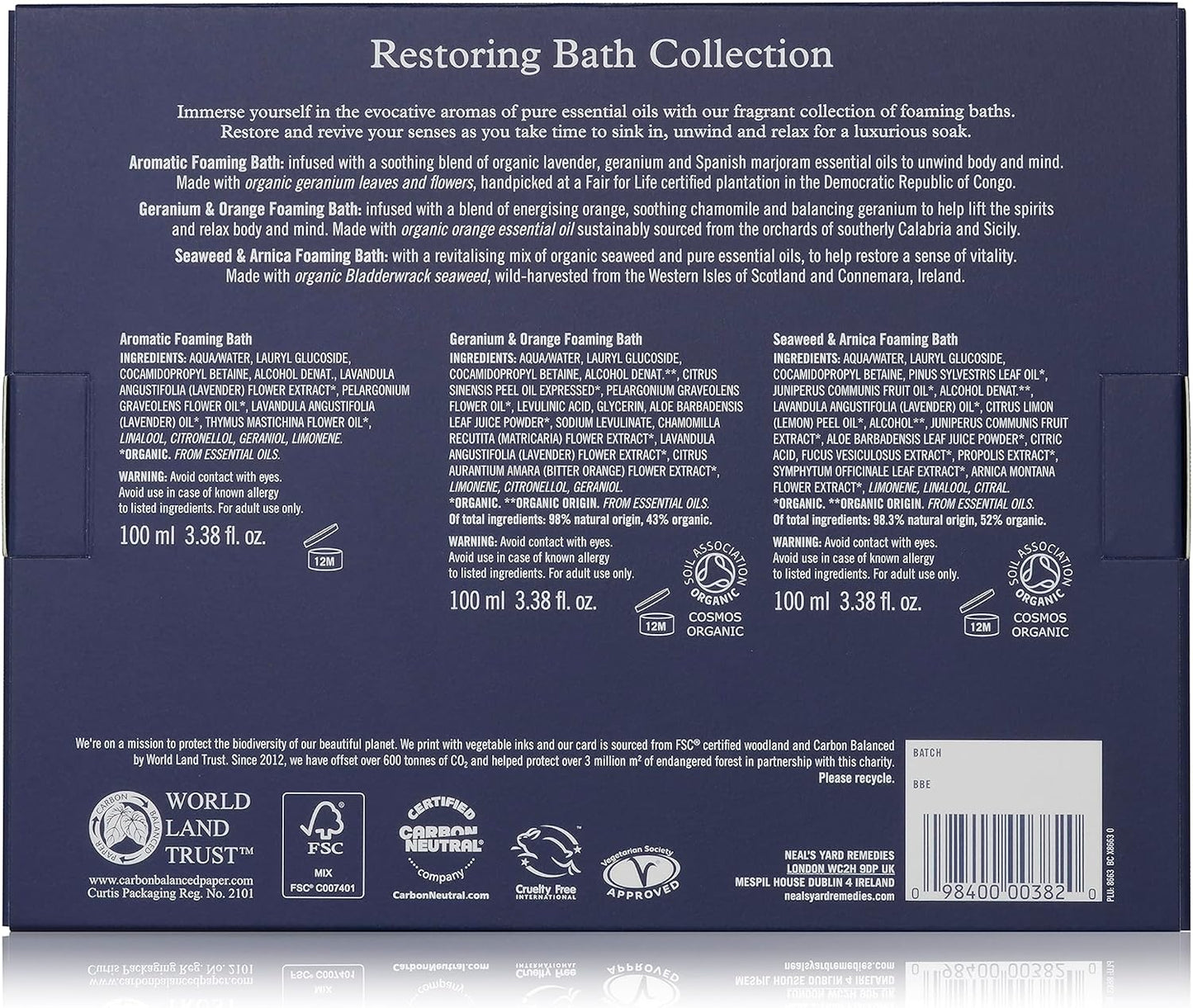 Neal's Yard Remedies Restoring Bath Scents Collection, Gift Set of Bath Soak with Essential Oils, Vegan & Cruelty-Free, Pack of 3