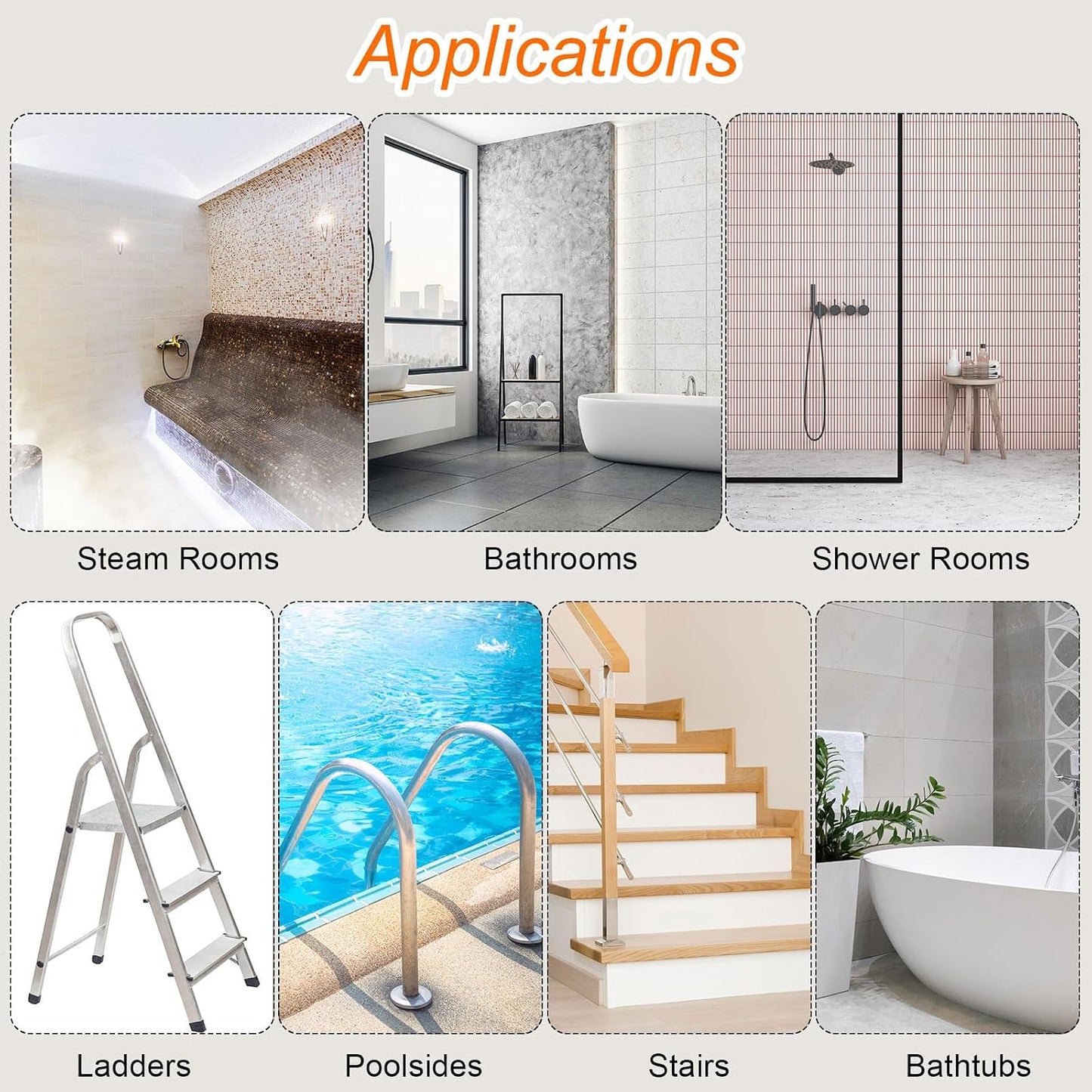 sourcing map 24pcs Non-Slip Bathtub Stickers Set 4.02" Fish Shower Floor Sticker PEVA Anti-Slip Adhesive Appliques with Scraper for Bathroom Kitchen Treads Stairs Swimming Pool, Clear