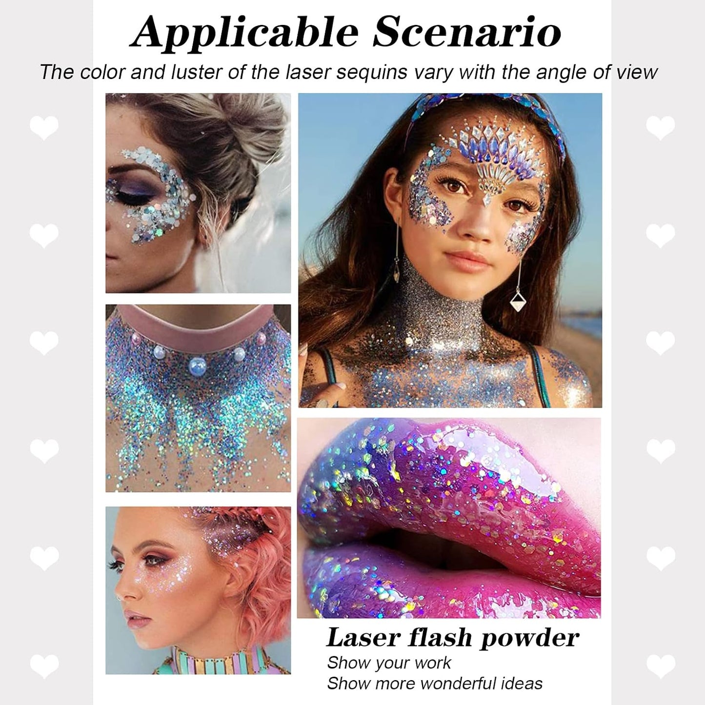 3Pcs Body Glitter Gel Kit, 50ml Mermaid Sequins Chunky Glitter Liquid Gel for Face, Body, Eye, Hair, Nail DIY Art Festival Party Makeup Decoration