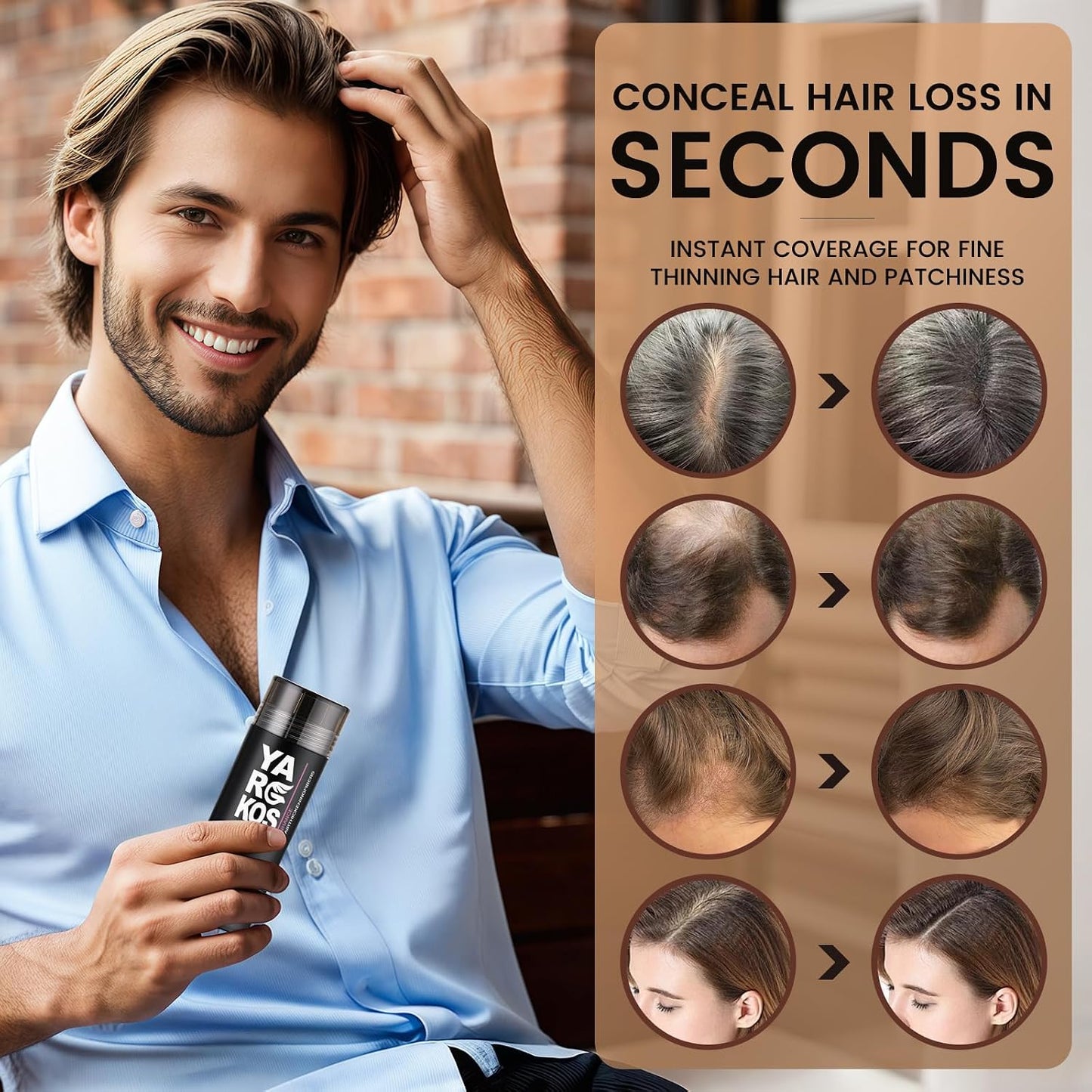 Hair Fibres for Thin Hair or for Filling Fine Hair, Hair Fibres (28 g) for Men and Women, Hair Powder for Immediately Thicker, Fuller Look - Grey