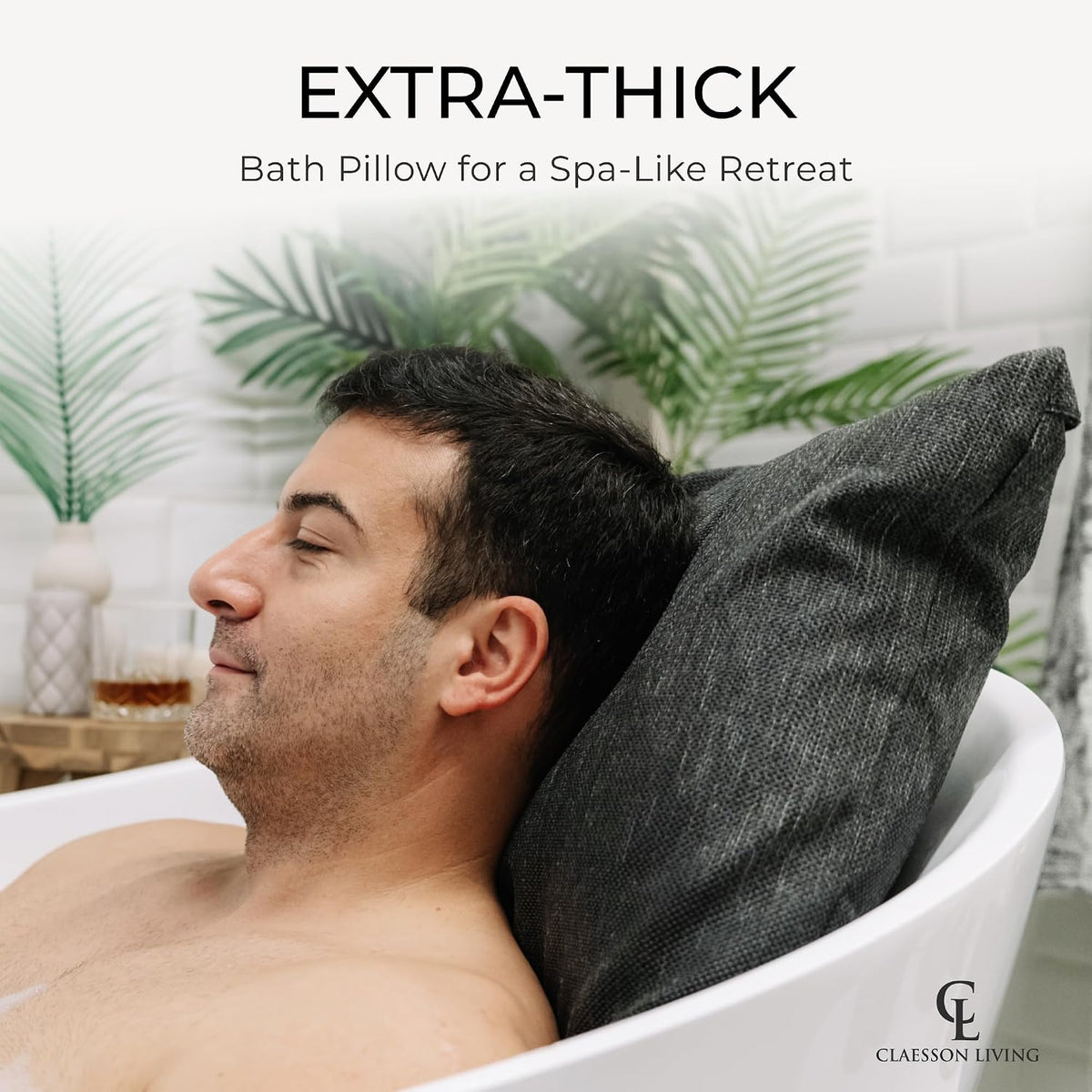 Luxury Bath Pillow for Tub - Thick and Comfortable Bathtub Pillow Support for Head and Neck and Back - Washable Quick-Drying Bath Pillows - Bath Cushion for Home Spa Soaking Tub Relaxation - Dark Gray
