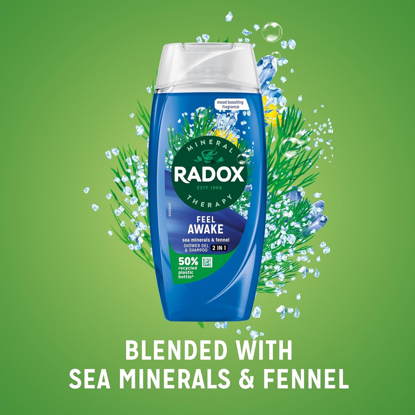 Radox Mineral Therapy Feel Awake 2‑in‑1 Shower Gel & Shampoo – a breezy start to the day