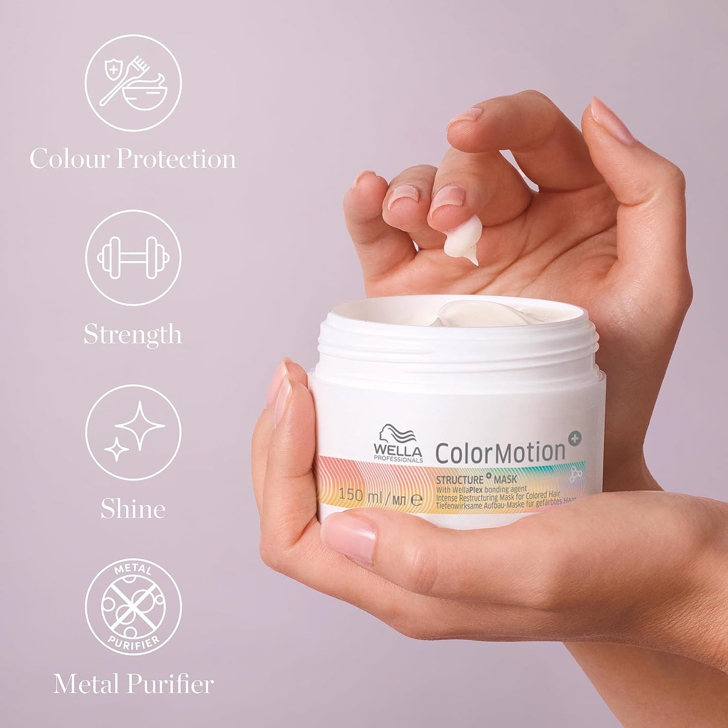 Wella Professionals ColorMotion+ Colour & Strength Protection - for Treated & Dyed Hair - Smooths, Boosts Shine & Protects Hair Colour for Up to 8 Weeks - Mask, Conditioner