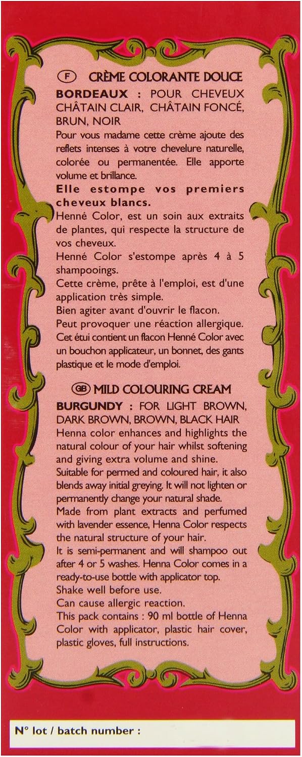Henne Color Burgundy Henna Hair Colouring Cream 90 ml