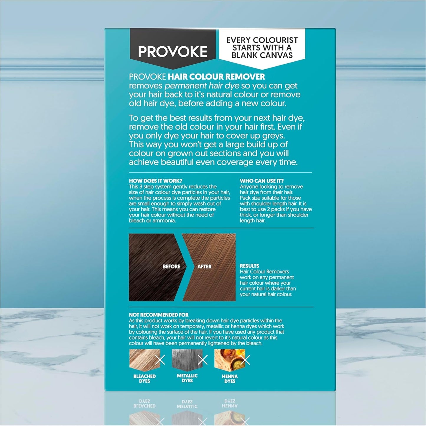 PROVOKE Hair color remover, Max Strength removes permanent hair color, to remove multicolor hair dye; ammonia free and bleach free formulation, white, 1 piece (Pack of 2)