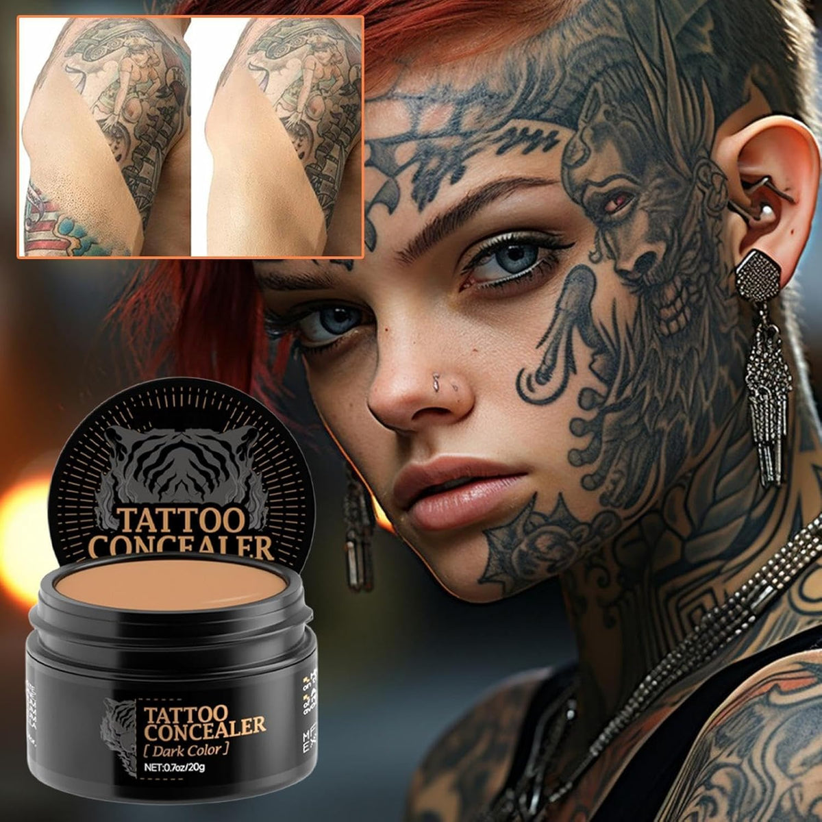 Full Coverage Body Scar Concealer, Body Makeup to Cover Skin, Waterproof High Coverage Foundation Cream, Long Lasting Sweat Resistant Mark Hider for Tattoo Scars Events, Trips, Shows, Daily