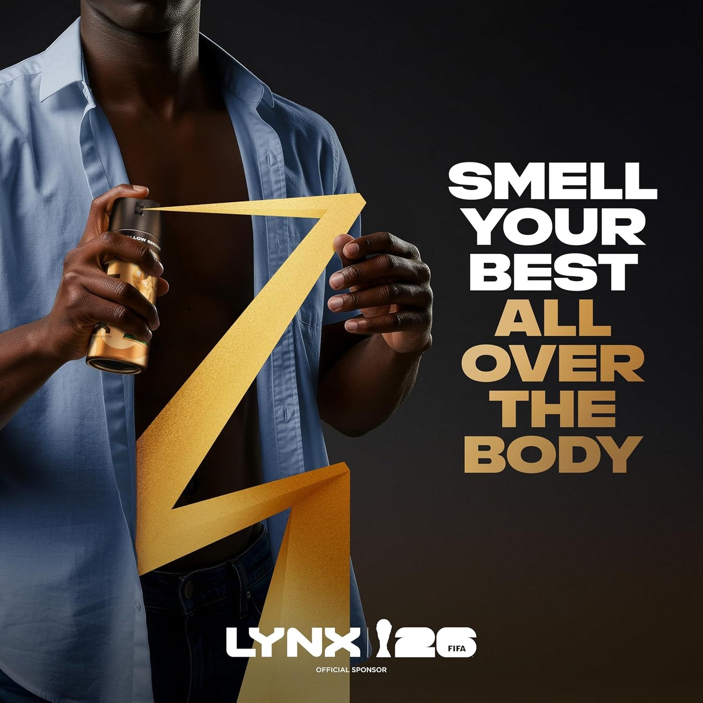 Lynx Limited-Edition FIFA Fine Fragrance Collection Marshmallow Smoke Premium Body Spray men's deodorant infused with a vanilla, hazelnut & dark musk scent for 72 hours of freshness 150 ml