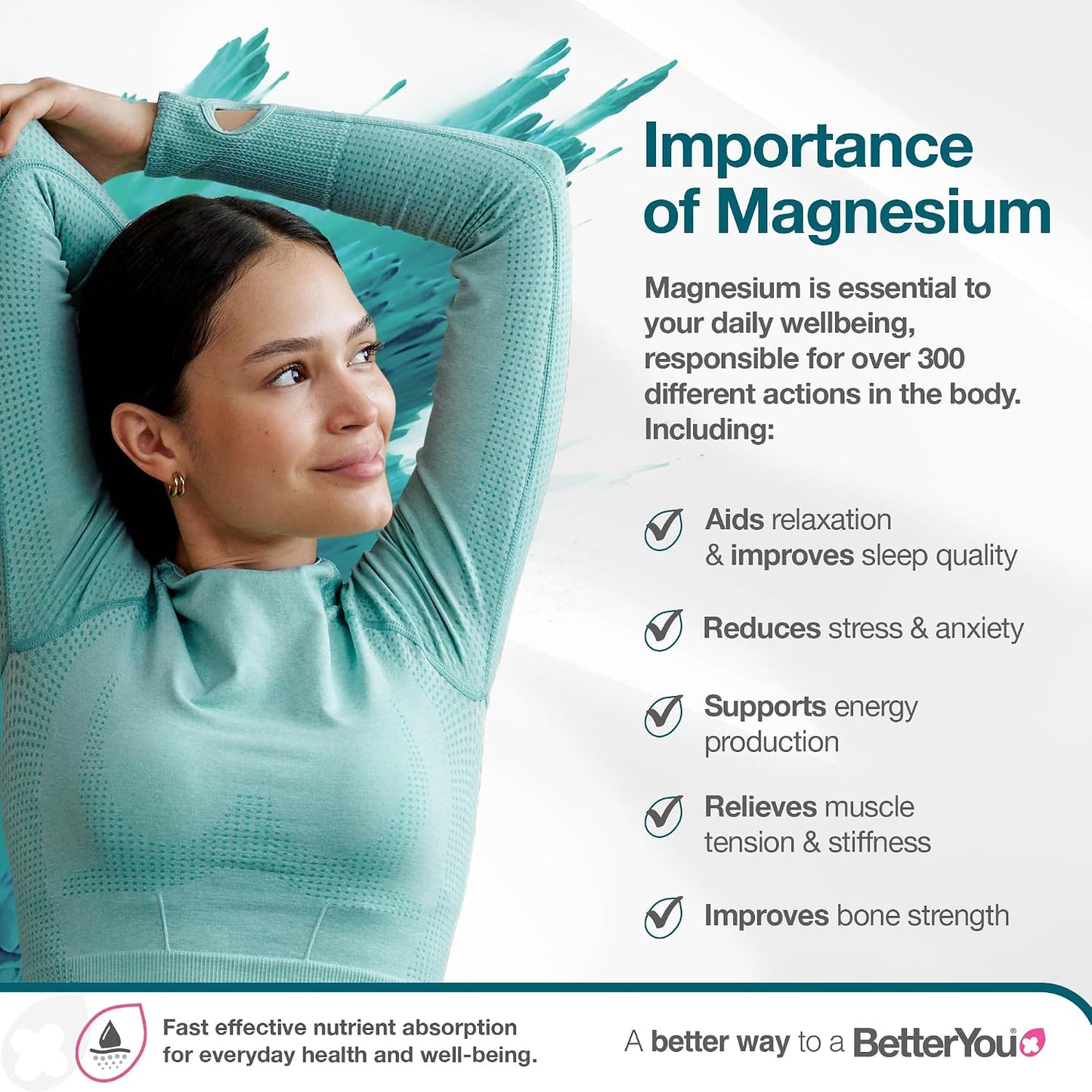 BetterYou Magnesium Body Lotion, Nourishing Blend of Natural Zechstein Transdermal Magnesium and Shea Butter to Soften and Moisturise Skin, Palm-Oil Free, 180ml
