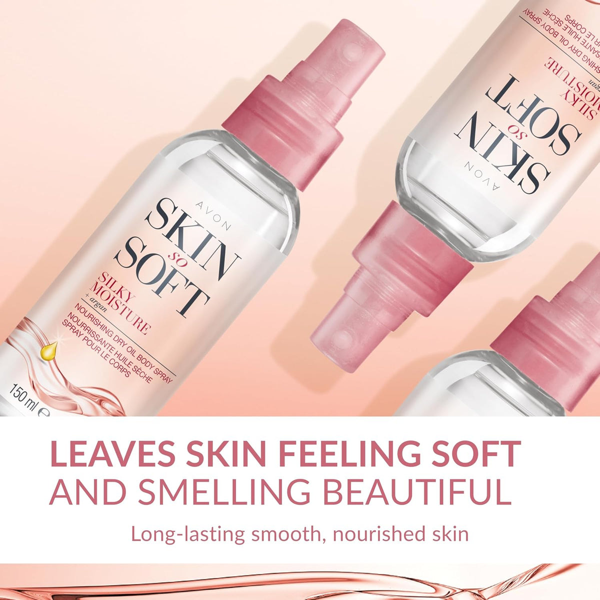 Avon Skin So Soft Silky Moisture Nourishing Dry Oil Spray 150ml, Locks in Moisture, Formulated with Argan Oil, Quick Dry Formula, Cruelty Free