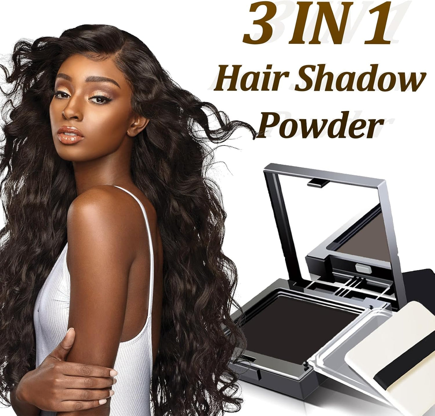 Instantly Hairline Shadow - Hairline Powder - Quick Cover Grey Hair in Hair Regrowth Treatments - Windproof Sweatproof Hair Touch-Up for Root Concealer - Long Lasting with Mirror & Puff (Black)