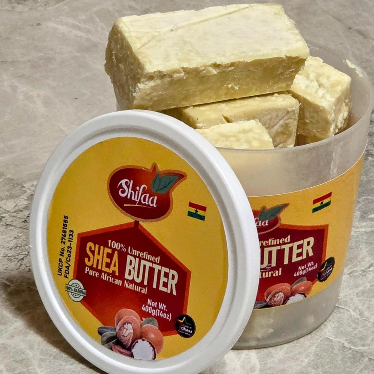 Shifaa Shea Butter - 100% Pure and Unrefined from Ghana I Raw, Natural Moisturizer & Organic for Skin, Hair & Body - 400g
