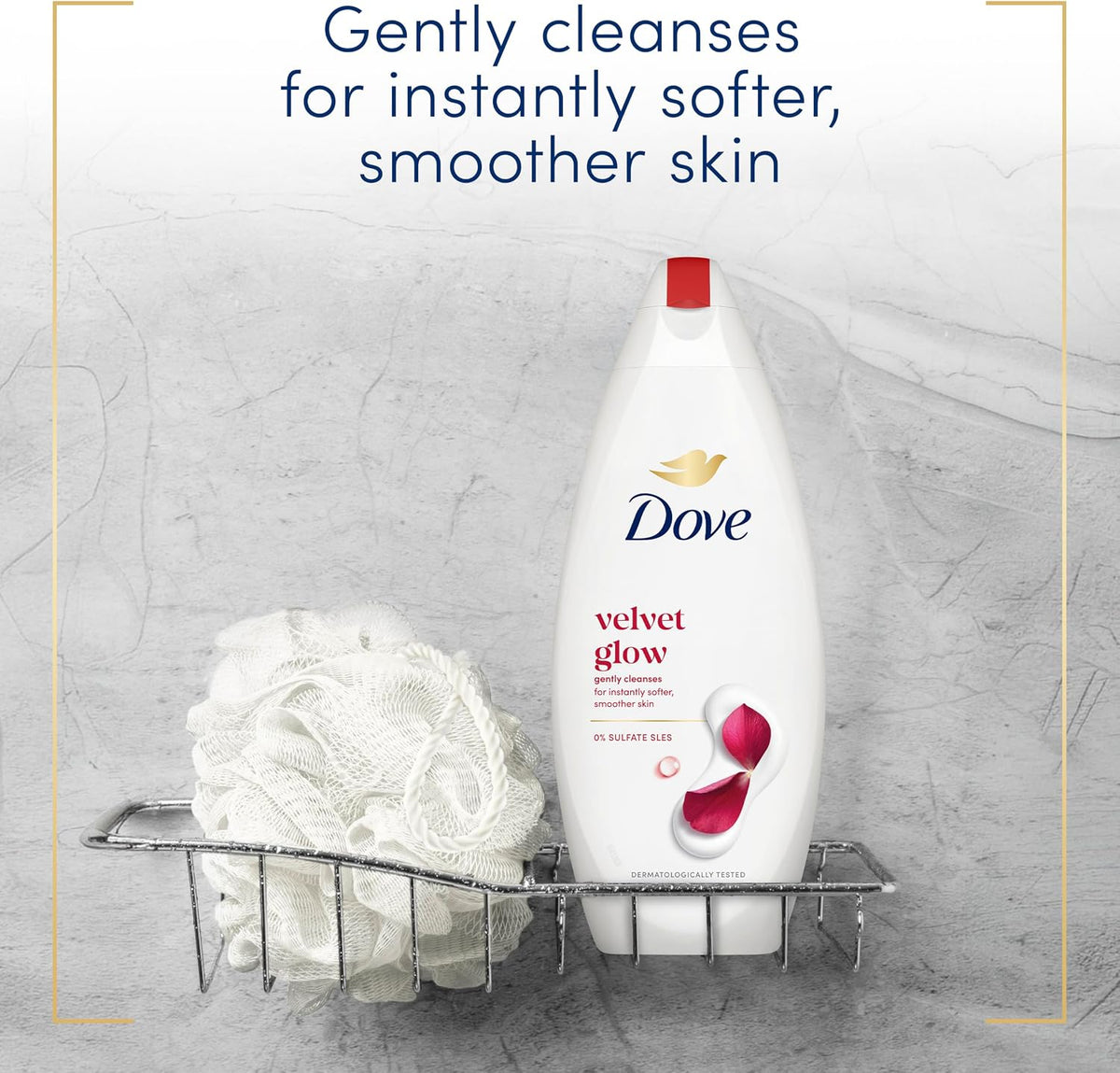 Dove Velvet Glow Body Wash Body Cleanser shower gel with plant-based moisturisers for softer, smoother skin after one shower 6x 225 ml