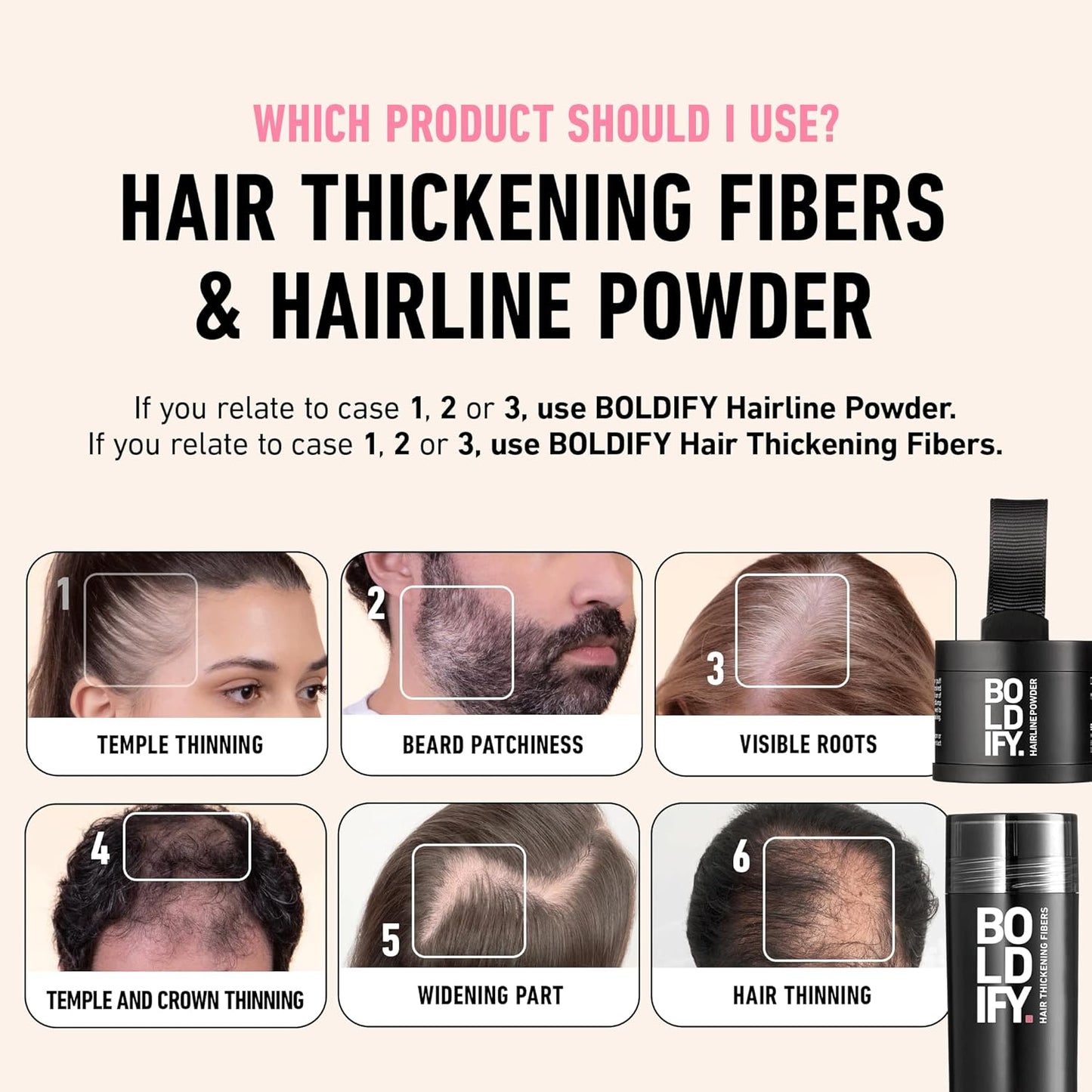BOLDIFY Hairline Powder - Root Touch Up Hair Color for Gray Coverage - Bald Spot Concealing Hair Powder for Women and Men - 24-Hour Stain-Proof - Dark Brown