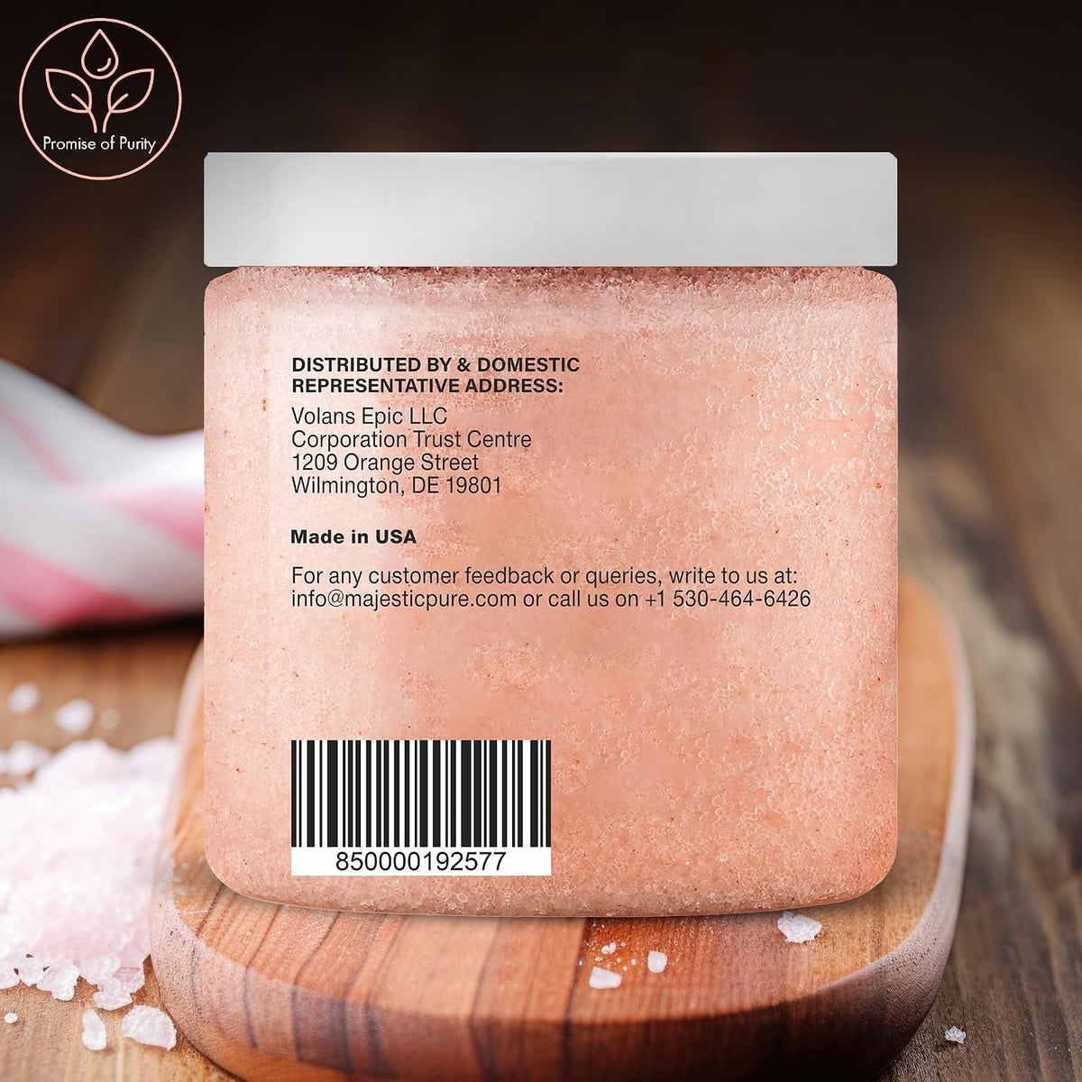 MAJESTIC PURE Himalayan Salt Body Scrub with Lychee Oil, Exfoliating Salt Scrub to Exfoliate & Moisturize Skin, Deep Cleansing - 283 g