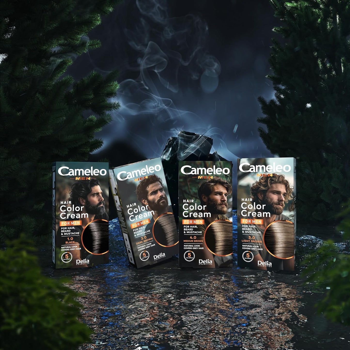 Cameleo Men - Permanent Hair Dye | Dark Brown Colour for Hair Beard & Moustache | Natural Colour Effect in 5 Minutes | Cover Grey Hair | Ammonia FREE | 30ml