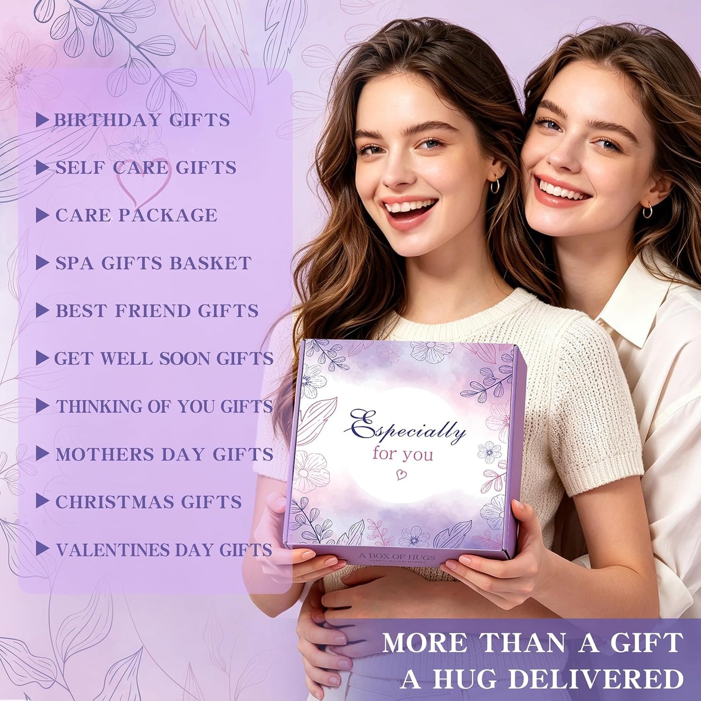 Birthday Gifts for Women, 11 Pcs Self Care Gift Basket Set for Friend Mum Sister, Purple Themed Get Well Soon Pamper Box, Relaxation Spa Presents for Her, Inspirational Cheer Up Thank You Care Pack