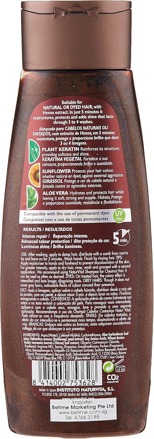Colouring Hair Mask - Repairs and Colours - 300 ml / Natural & Organic (Chestnut Hair) by Natur Vital