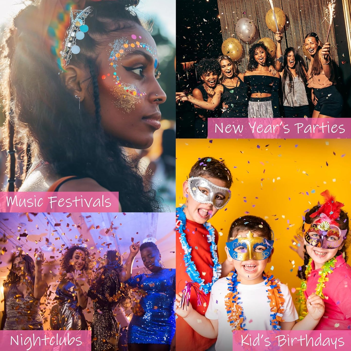 Holographic Glitter Face and Body Gel 8 Pack Cosmetic Glitter, Body Glitter, Hair Glitter, Festival Gel