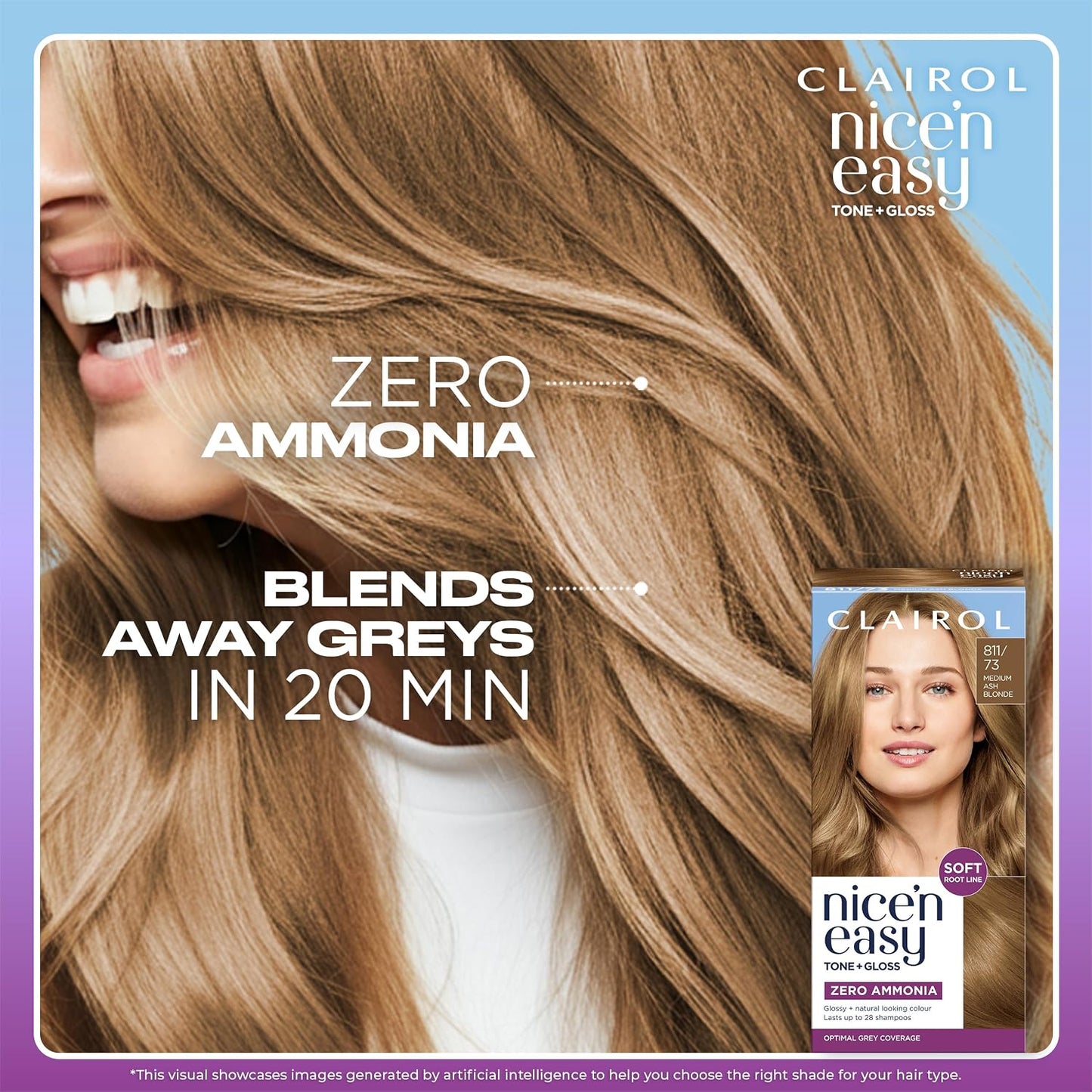 Clairol Nice'n Easy Tone+Gloss Semi Permanent Hair Dye - 811/73 Medium Ash Blonde
