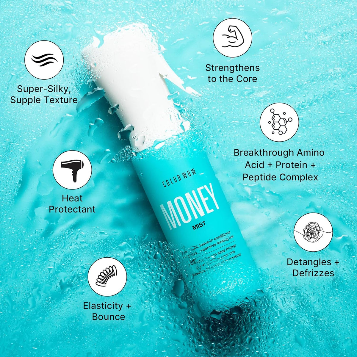 COLOR WOW MONEY MIST Luxe Lightweight Leave-in Conditioner for Glossy, Expensive-Looking Hair with Heat Protection
