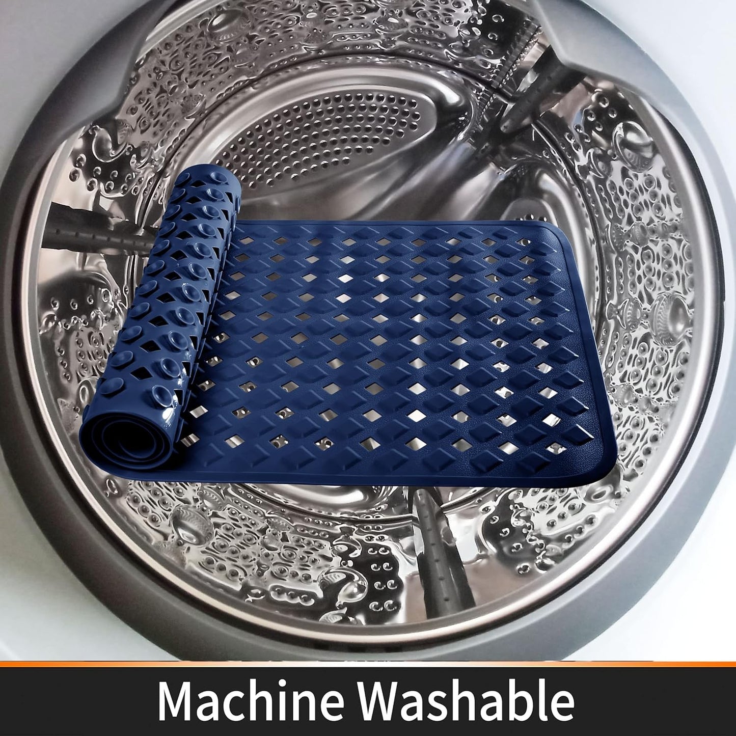 Yimobra Non Slip Bathtub Mat, Bath Mats for Tub, Shower Mat with Drain Holes Suction Cups, Machine Washable, BPA, Latex, Phthalate Free
