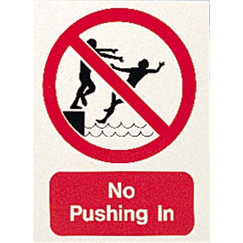 NO PUSHING IN SIGN