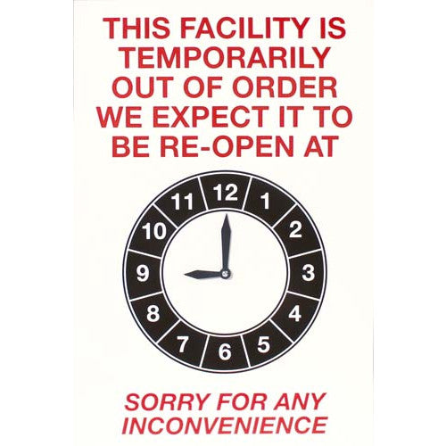 THIS FACILITY IS TEMPORARILY OUT OF ORDER SIGN - LARGE