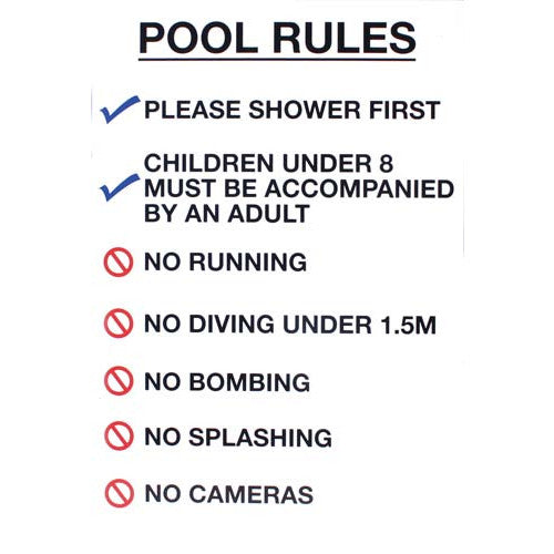 POOL RULES SIGN - LARGE