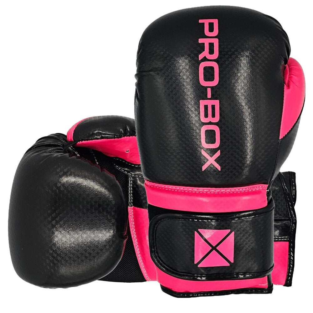 PRO-BOX WOMEN'S CHAMP BOXING GLOVES - BLACK/FUCHSIA (8oz)