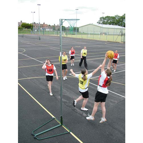 FREESTANDING WHEELAWAY STEEL NETBALL POSTS - GREEN/ZINC