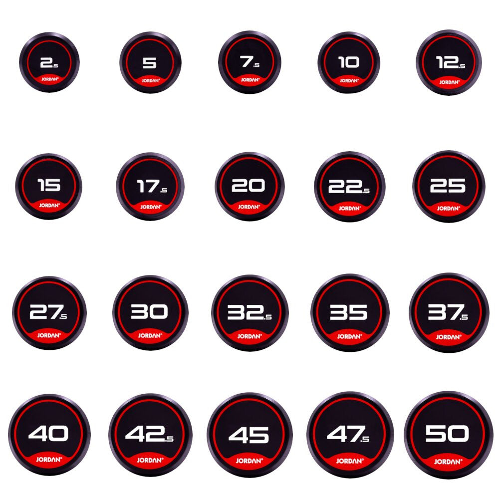 JORDAN CLASSIC RUBBER DUMBBELL SET (2.5-50kg / 20 pairs)