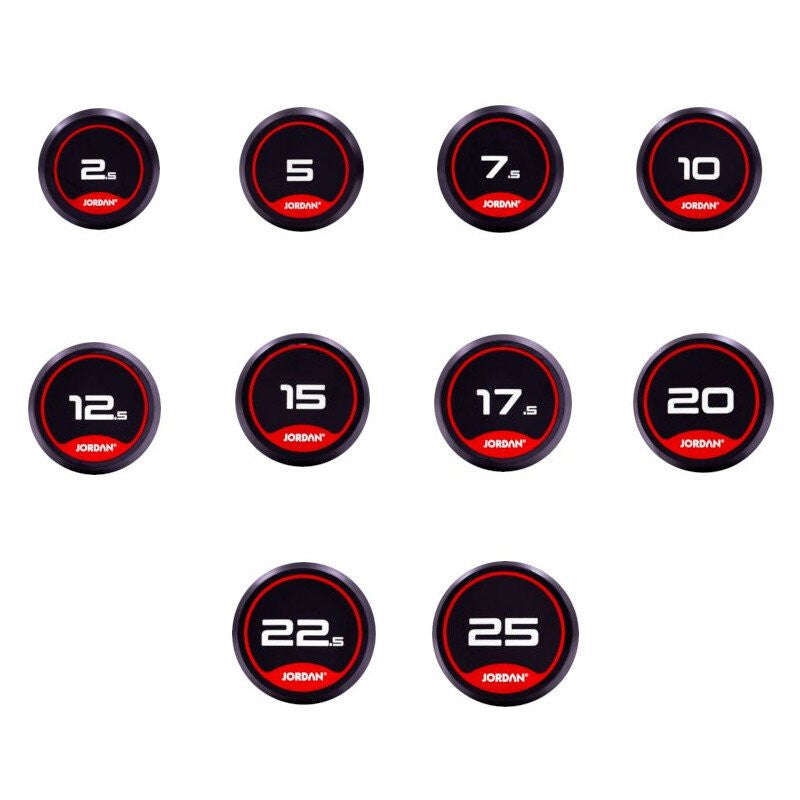JORDAN CLASSIC RUBBER DUMBBELL SET (2.5-25kg / 10 pairs)