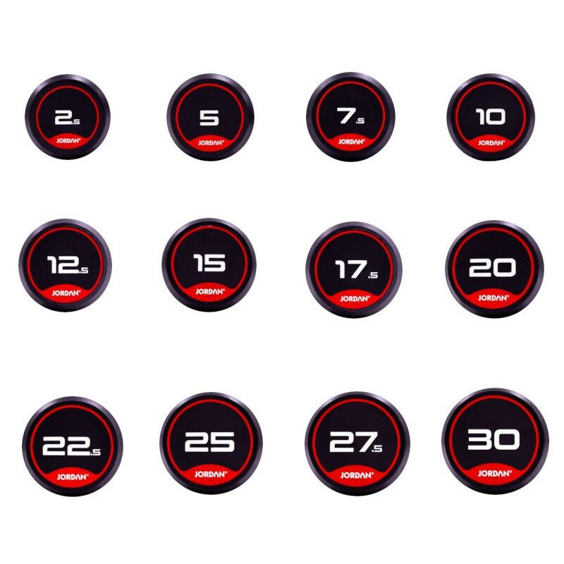 JORDAN CLASSIC RUBBER DUMBBELL SET (2.5-30kg / 12 pairs)