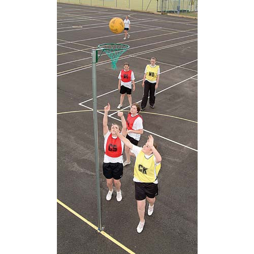 SOCKETED STEEL NETBALL POSTS - GREEN/ZINC
