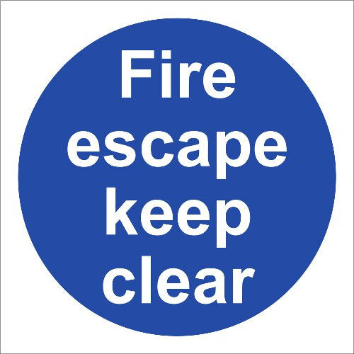 FIRE ESCAPE KEEP CLEAR SIGN (100 x 100mm)