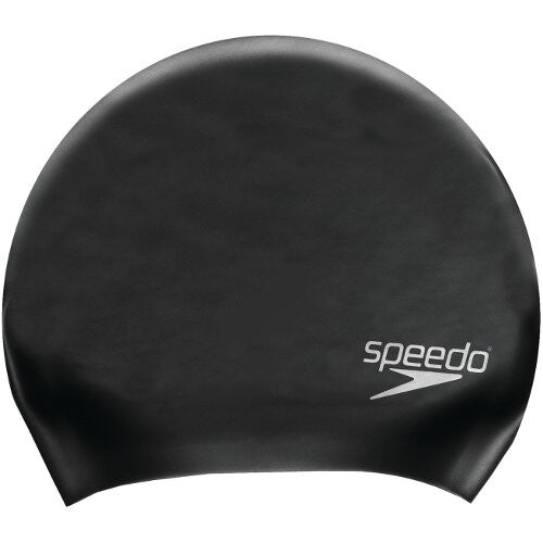 SPEEDO LONG HAIR MOULDED SILICONE SWIM CAPS - BLACK