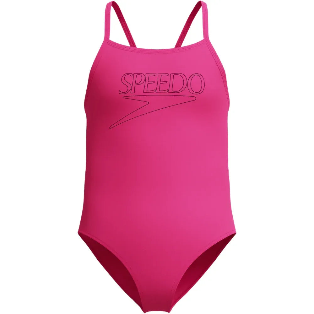 SPEEDO JUNIOR LOGO THINSTRAP SWIMSUIT - PINK
