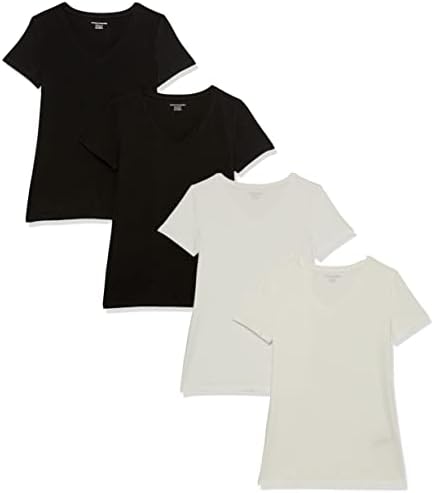 Amazon Essentials Women's Regular-Fit Short-Sleeve V-Neck T-Shirt, Multipacks