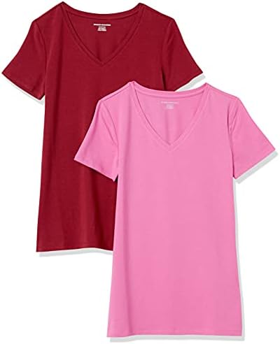 Amazon Essentials Women's Regular-Fit Short-Sleeve V-Neck T-Shirt, Multipacks